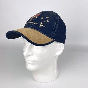 Embroidered Blue Oz Australia Strap Back Adjustable Hat w/ Faux Suede on Bill